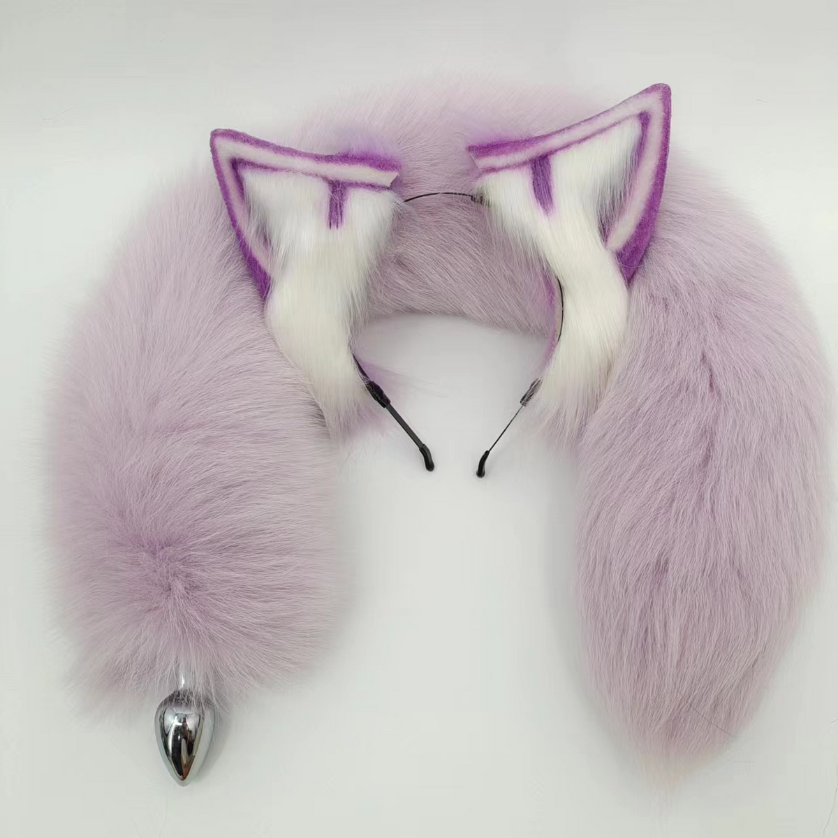 Plush tail purple fox butt plug