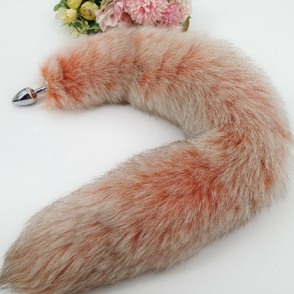 Orange gradient furry fox tail butt plug
