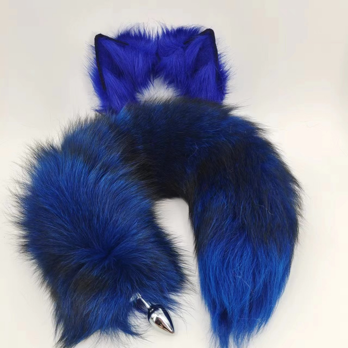 Blue fantasy temptation fox tail butt plug