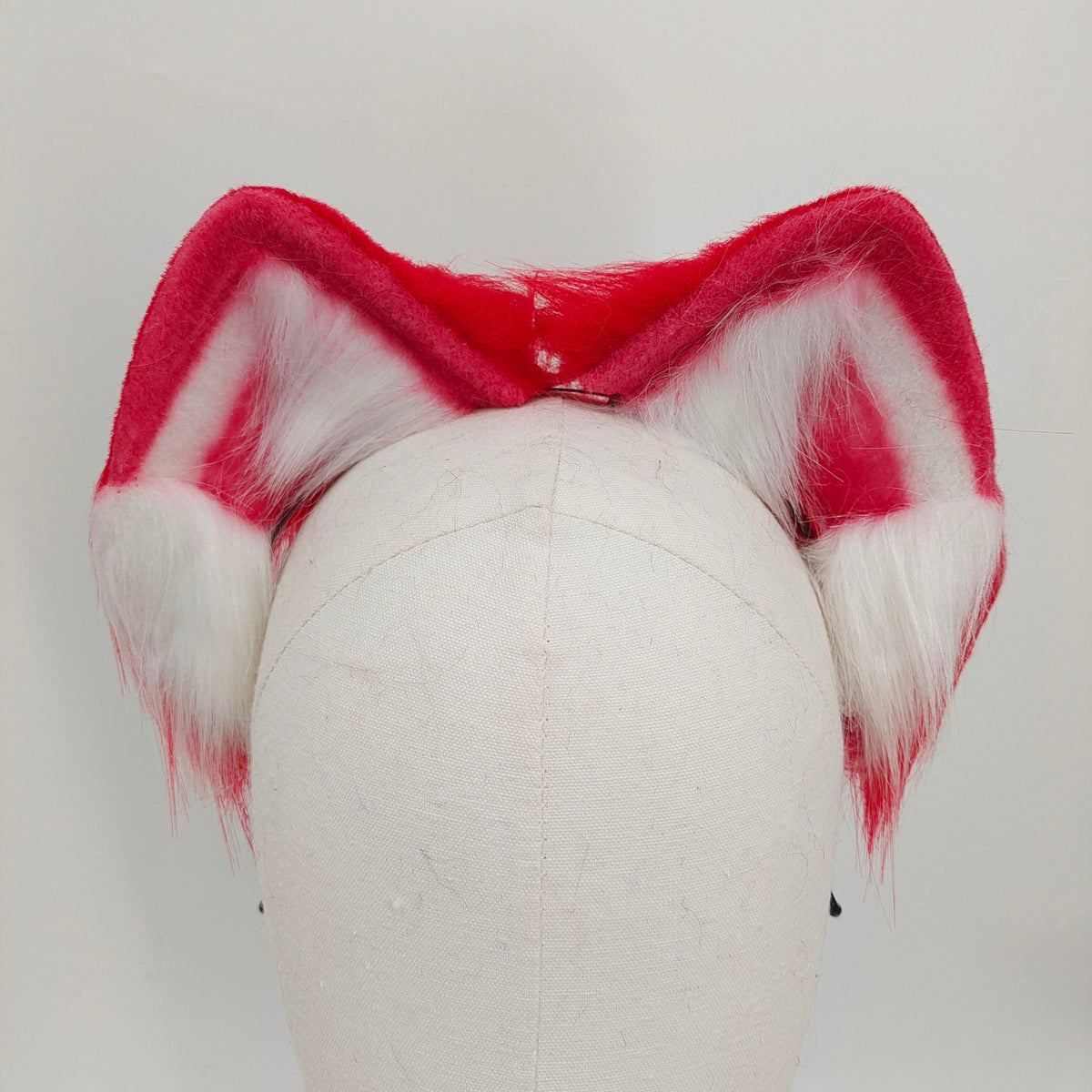 Red fox tail long furry metal butt plug