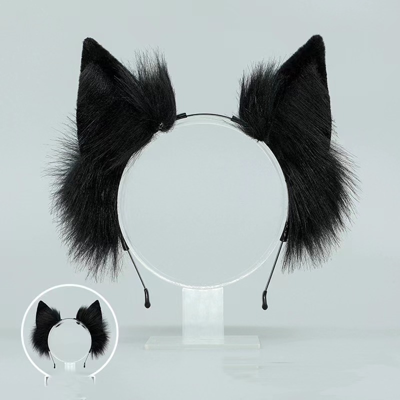 Black real fur fox tail anal plug