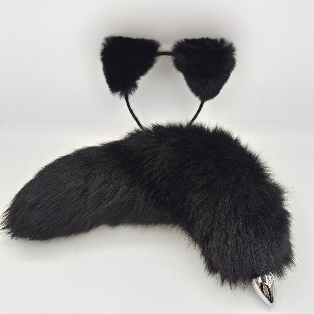Black Real Fur Fox Tail Anal Plug
