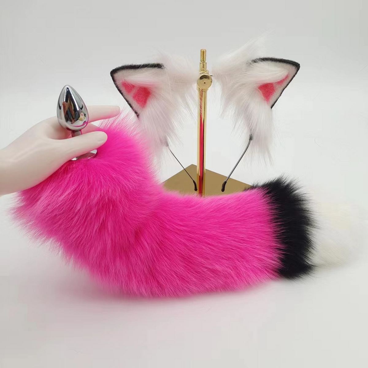 Cosplay fox tail metal butt plug kit