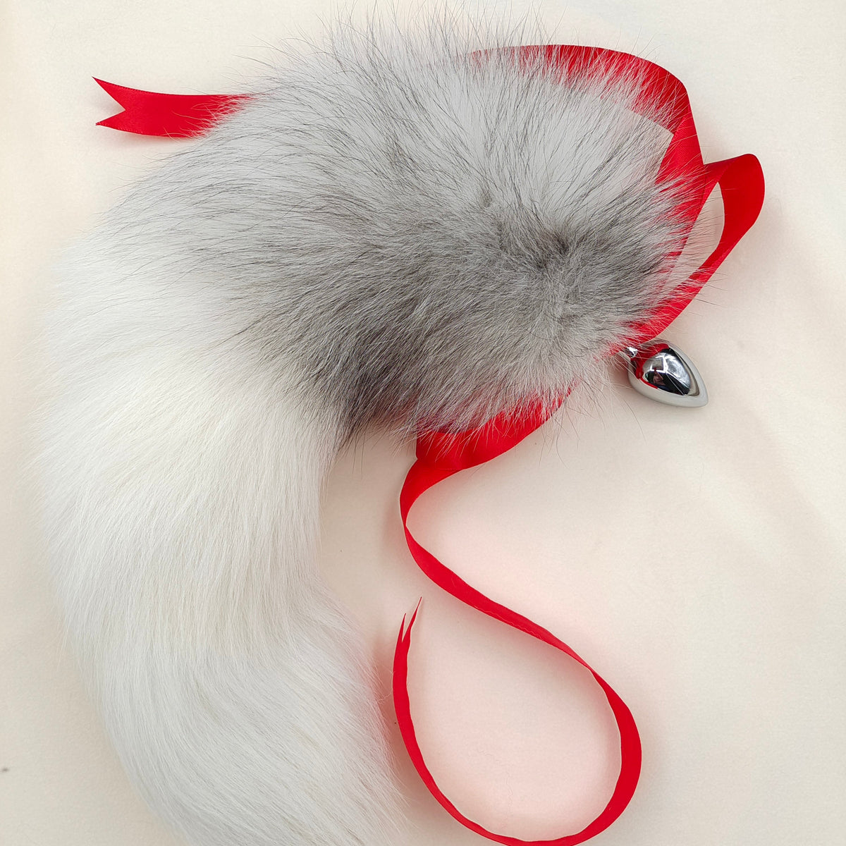Snow fox tail animal anal plug
