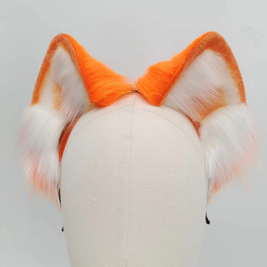 Orange White Tip Set Fox Tail Butt Plug