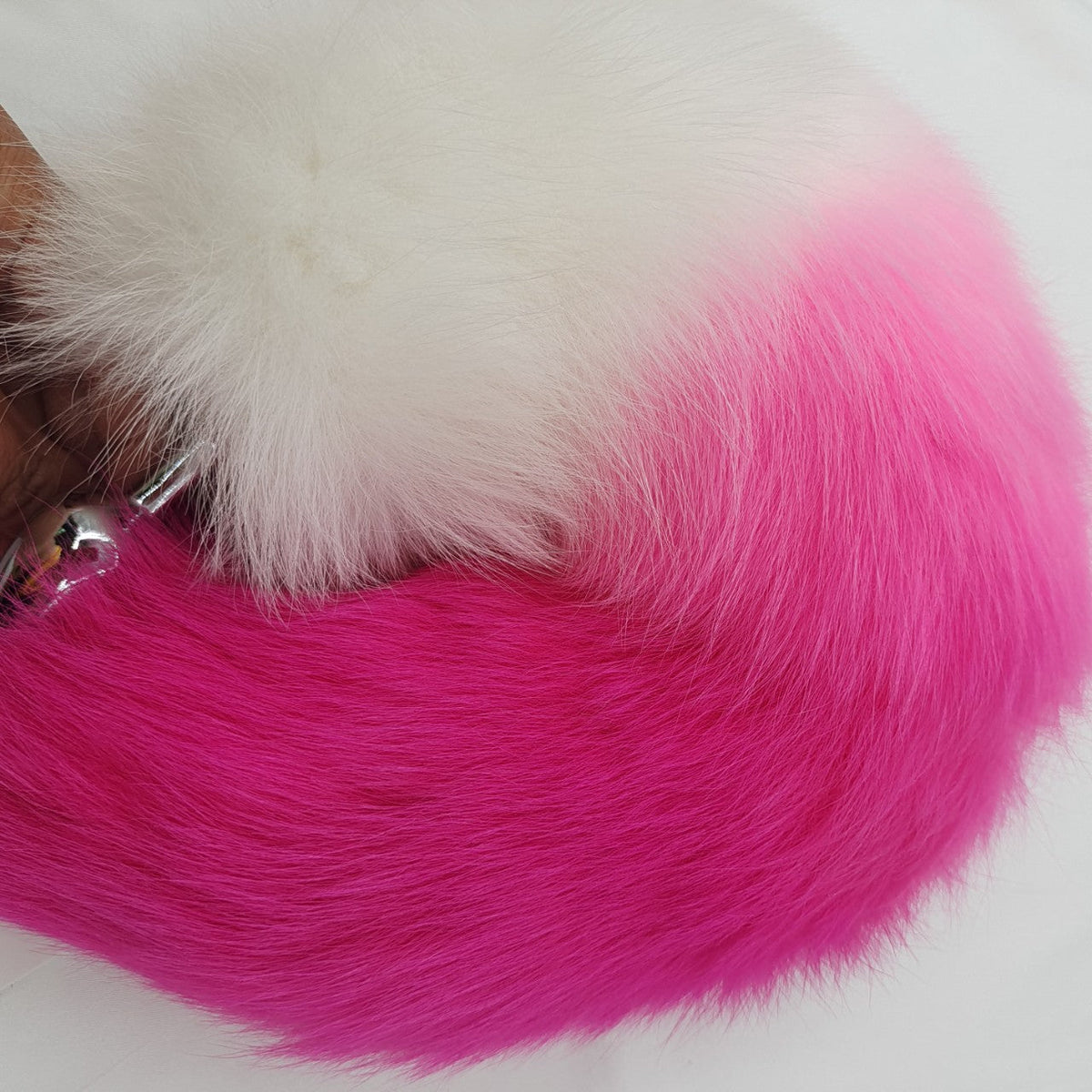 Pink cute long fox tail butt plug