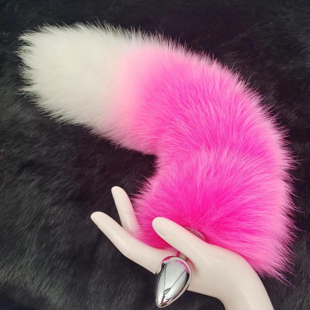 Pink Cute Long Fox Tail Butt Plug