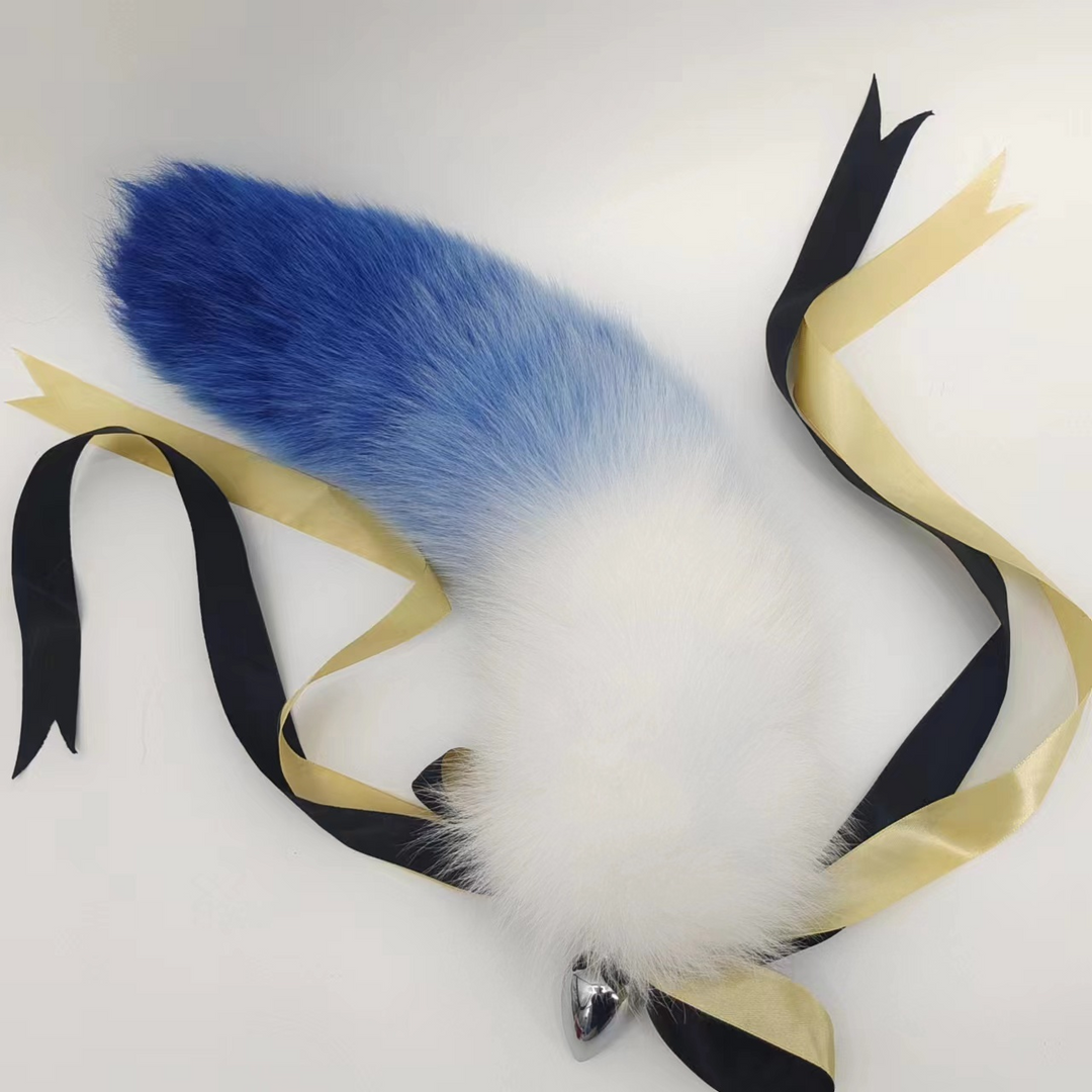 Blue Furry Fox Tail Custom Anal Butt Plug