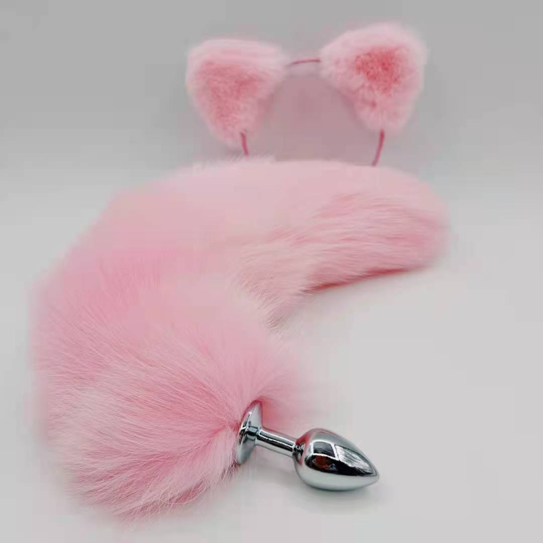 Pink furry anal tail butt plug