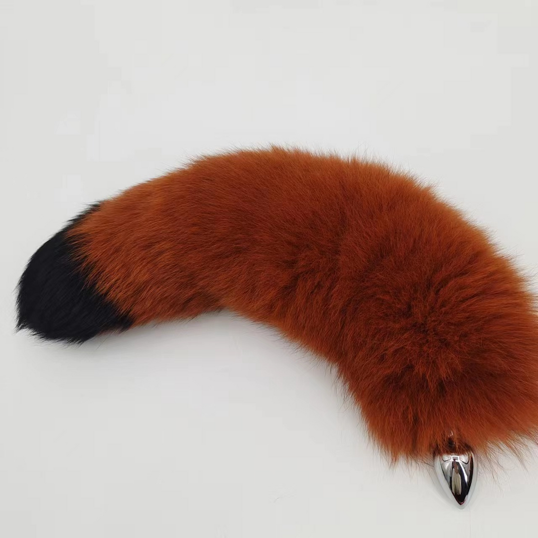 Long Furry Fox Tail Metal Butt Plug