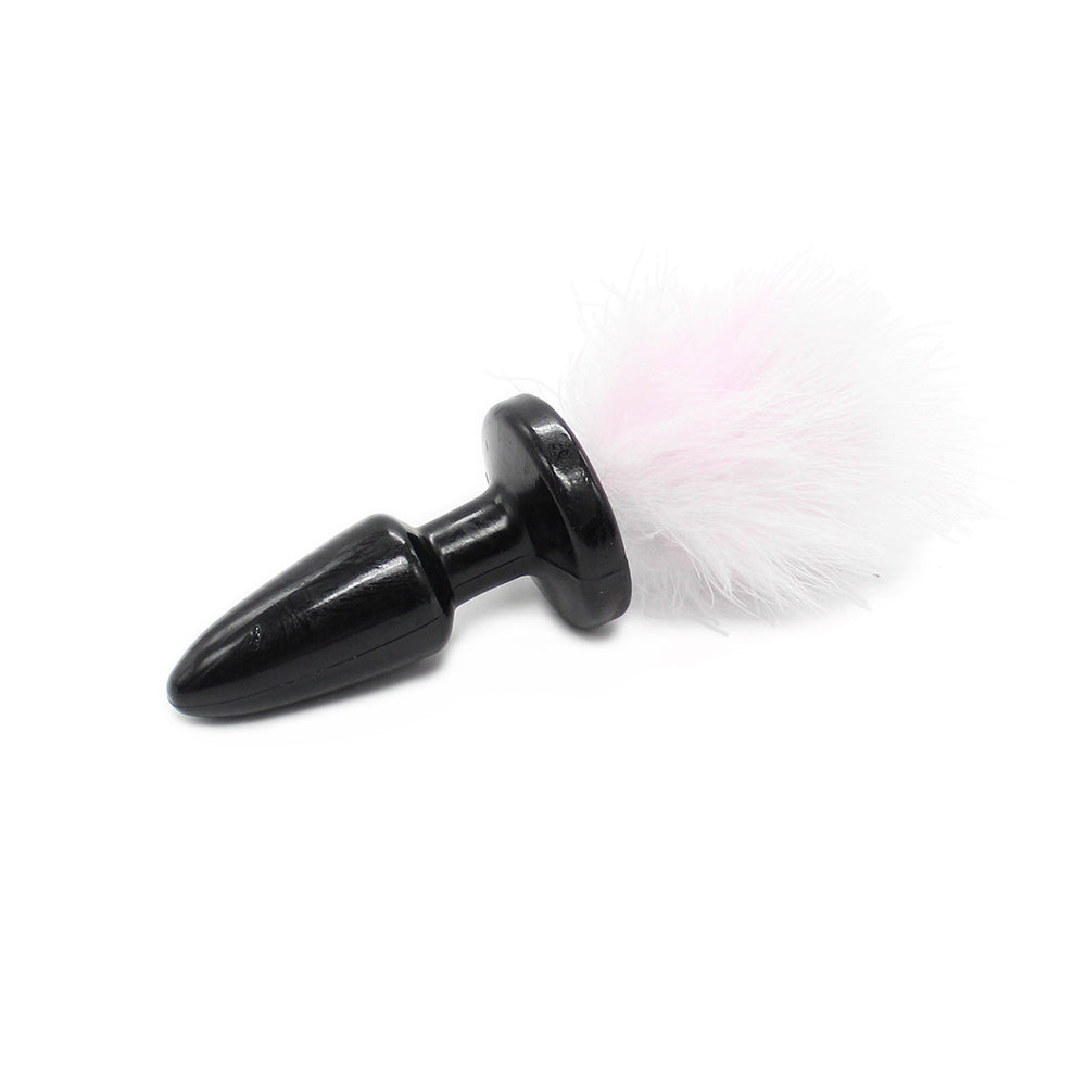 Black silicone sexy bunny tail butt plug