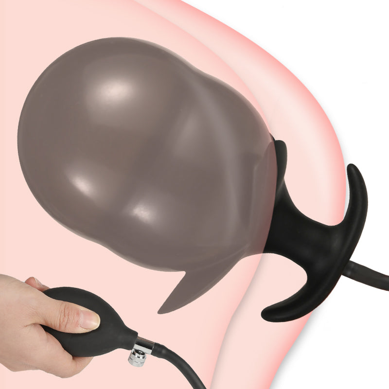 Black petal blossom inflatable butt plug