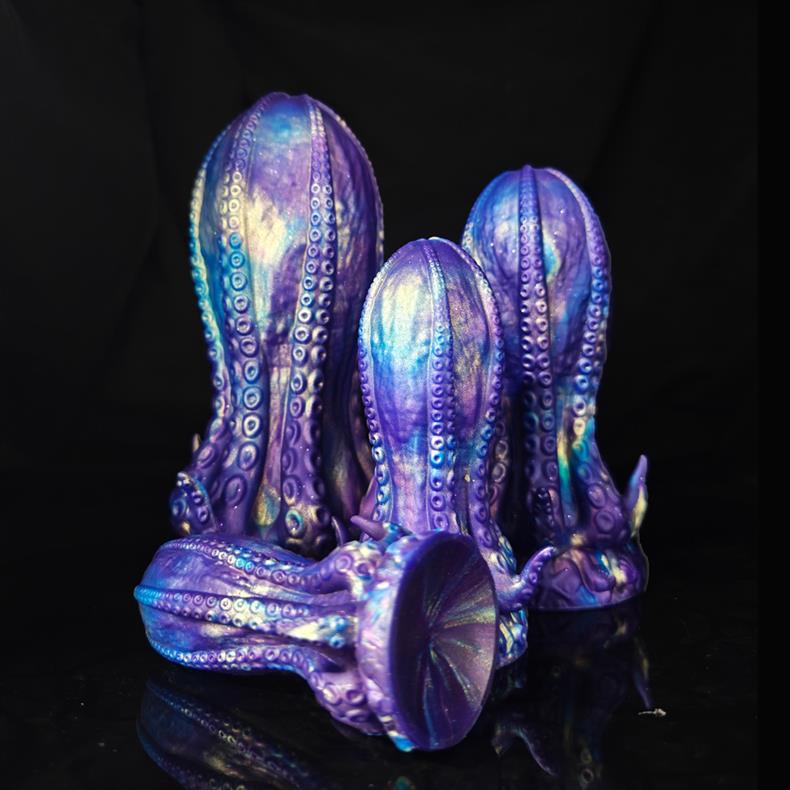 Blue alien tentacle huge butt plug