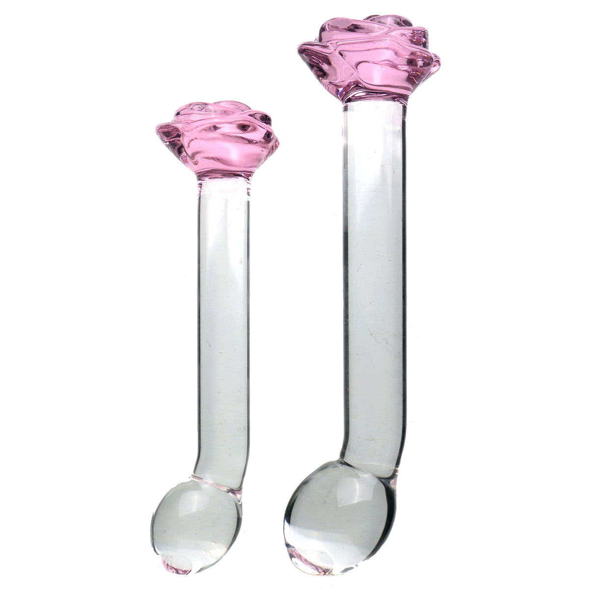 Pink rose clear smooth massager glass butt plug