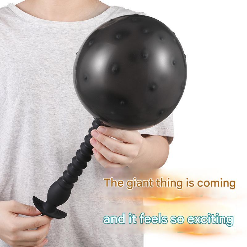 Huge folding black inflatable butt plug