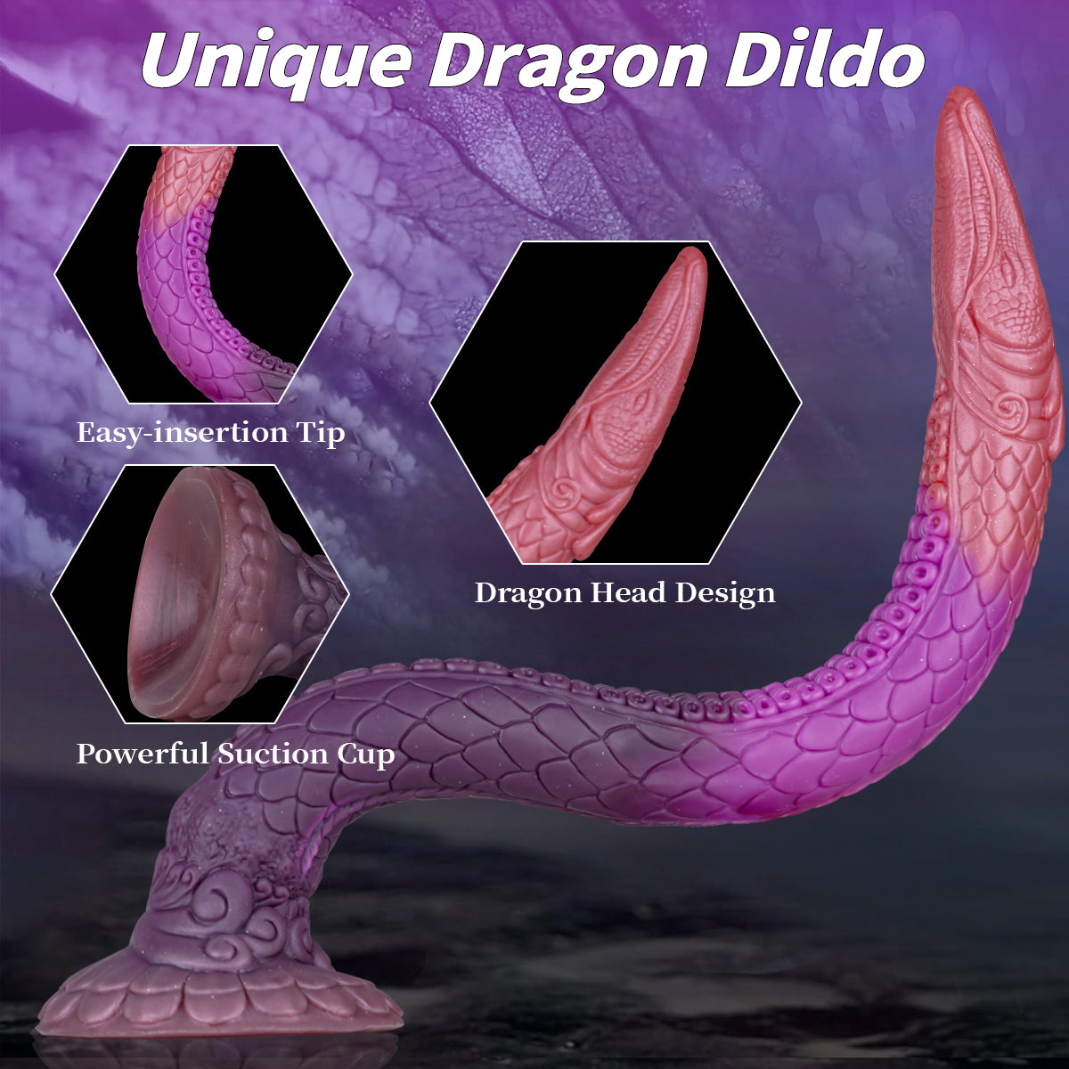 Dragon shaped long texture large butt plug