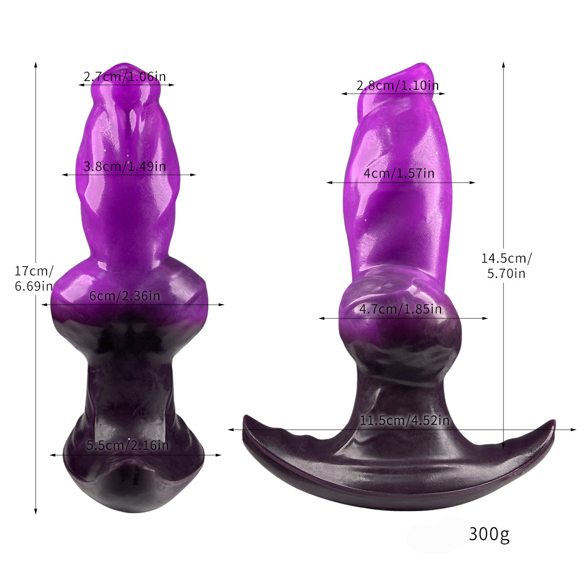 Purple black dog knot inflatable butt plug