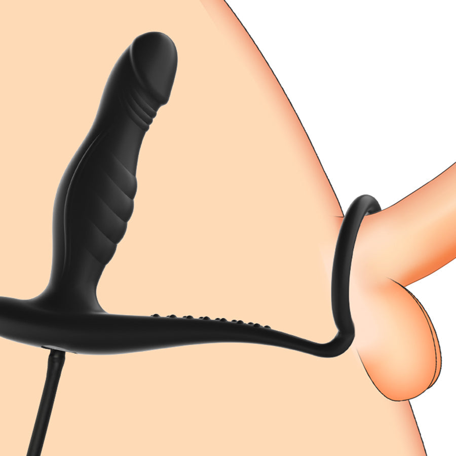 Silicone penis ring inflatable butt plug