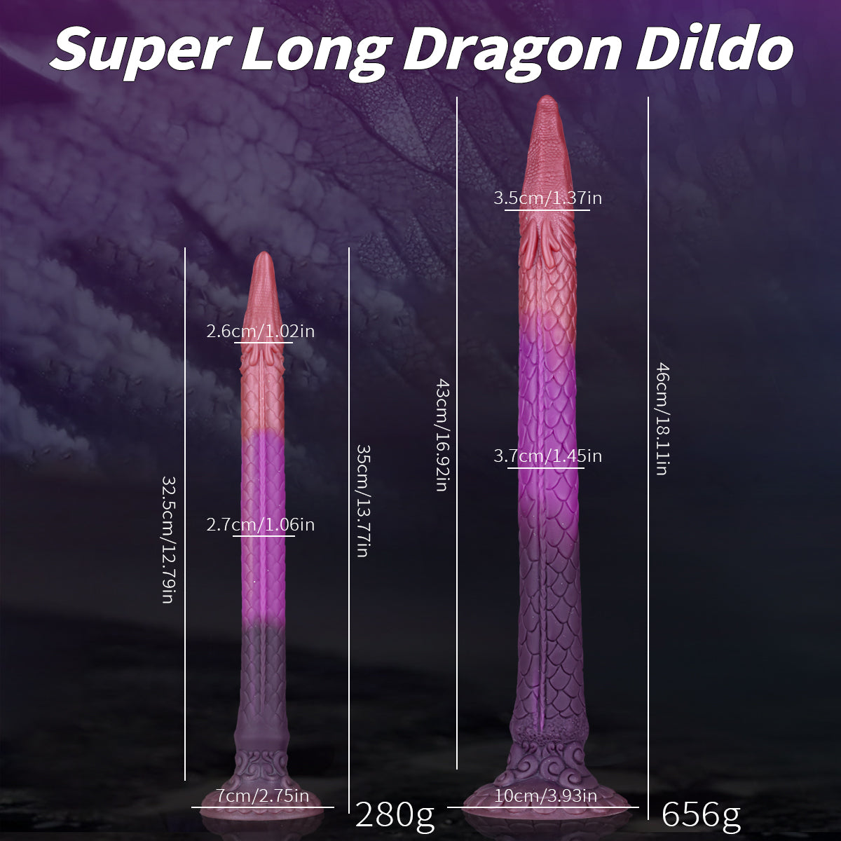 Dragon shaped long texture large butt plug