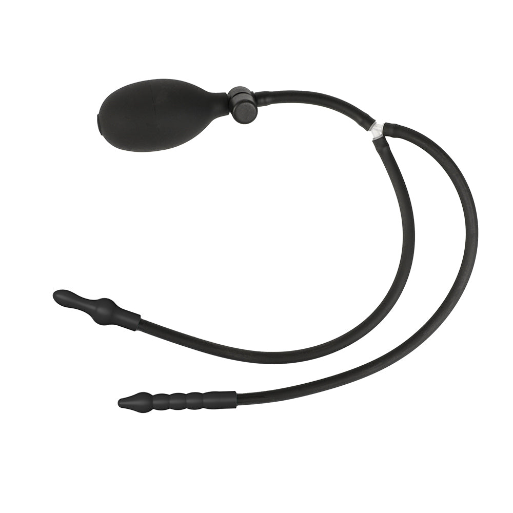 Double head pulling beads inflatable butt plug