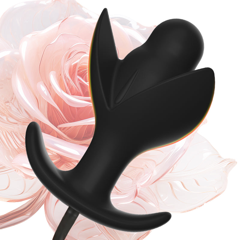 Black petal blossom inflatable butt plug