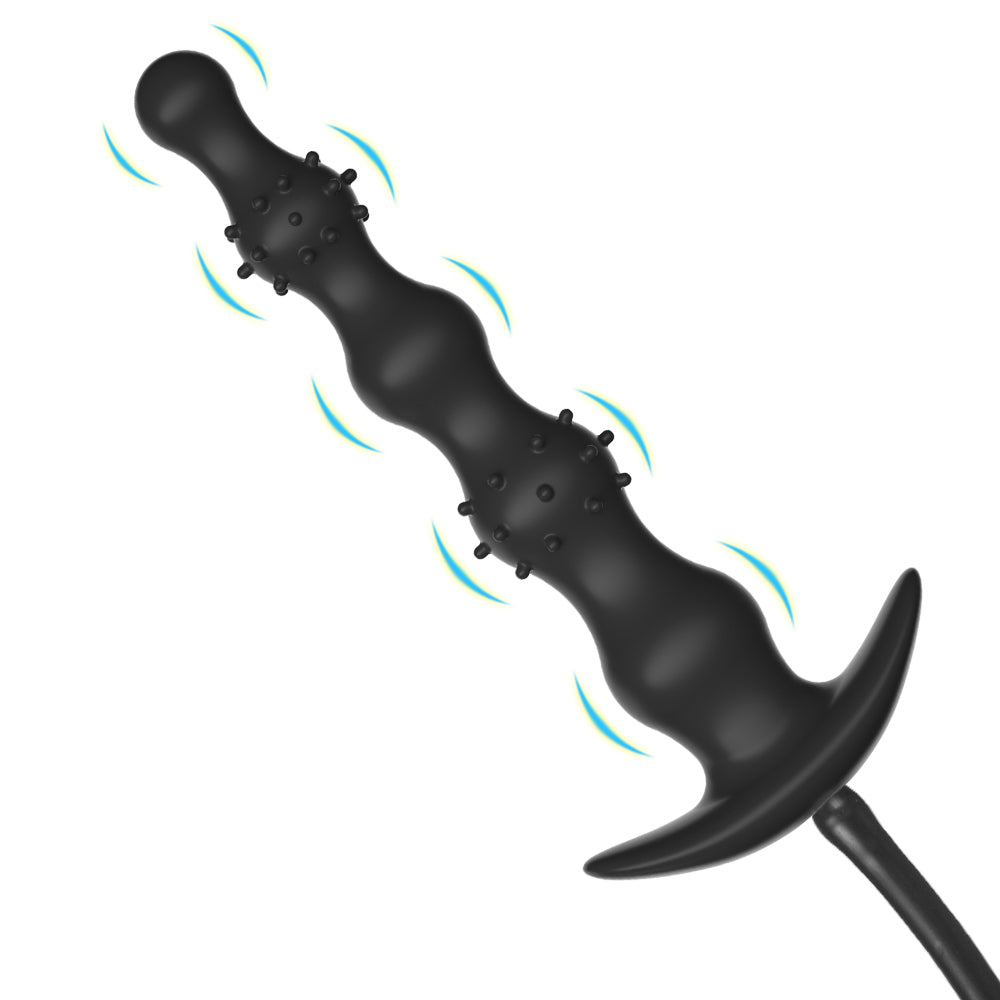 Black spiked bead inflatable butt plug