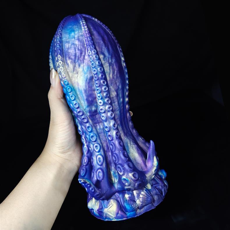 Blue alien tentacle huge butt plug