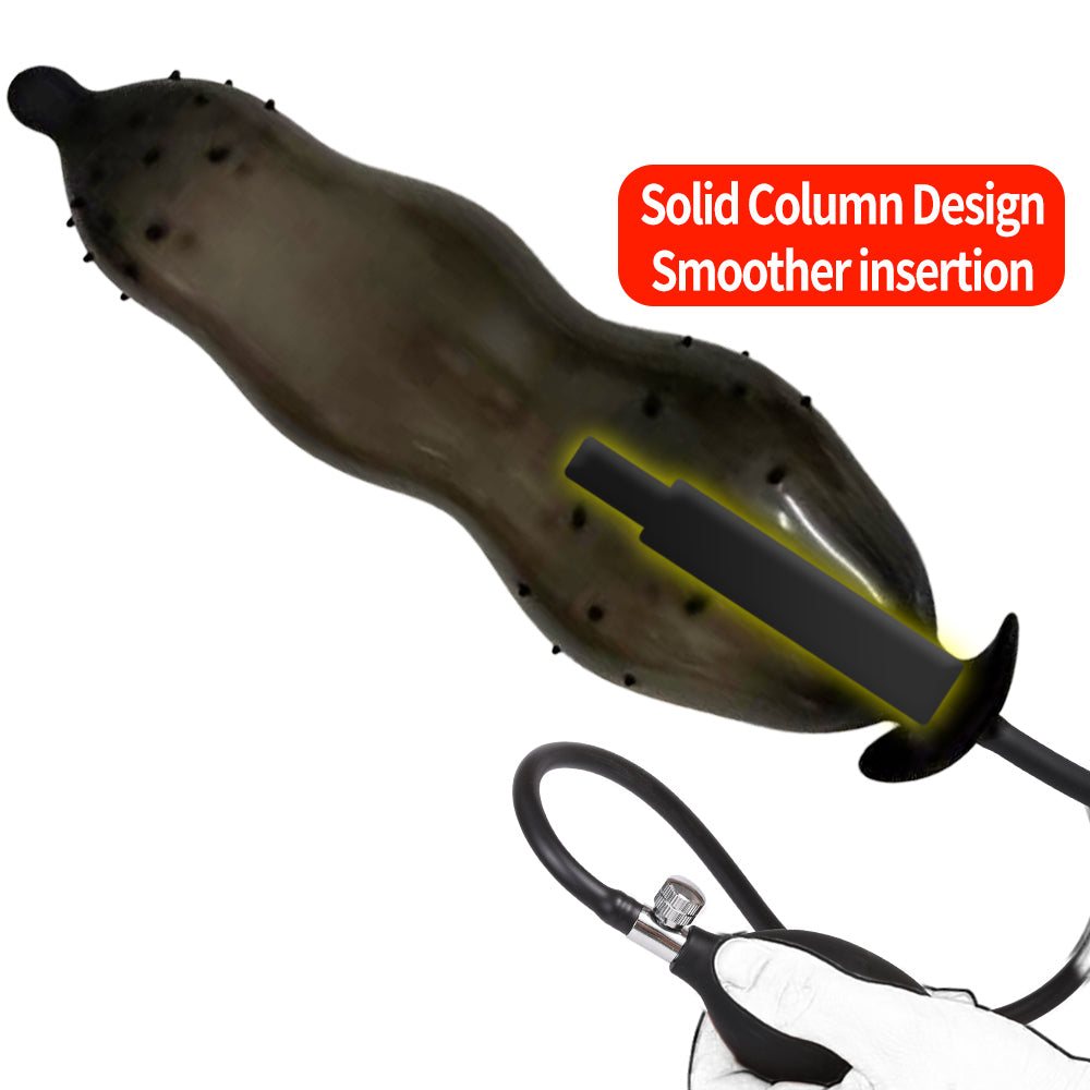Black spiked bead inflatable butt plug