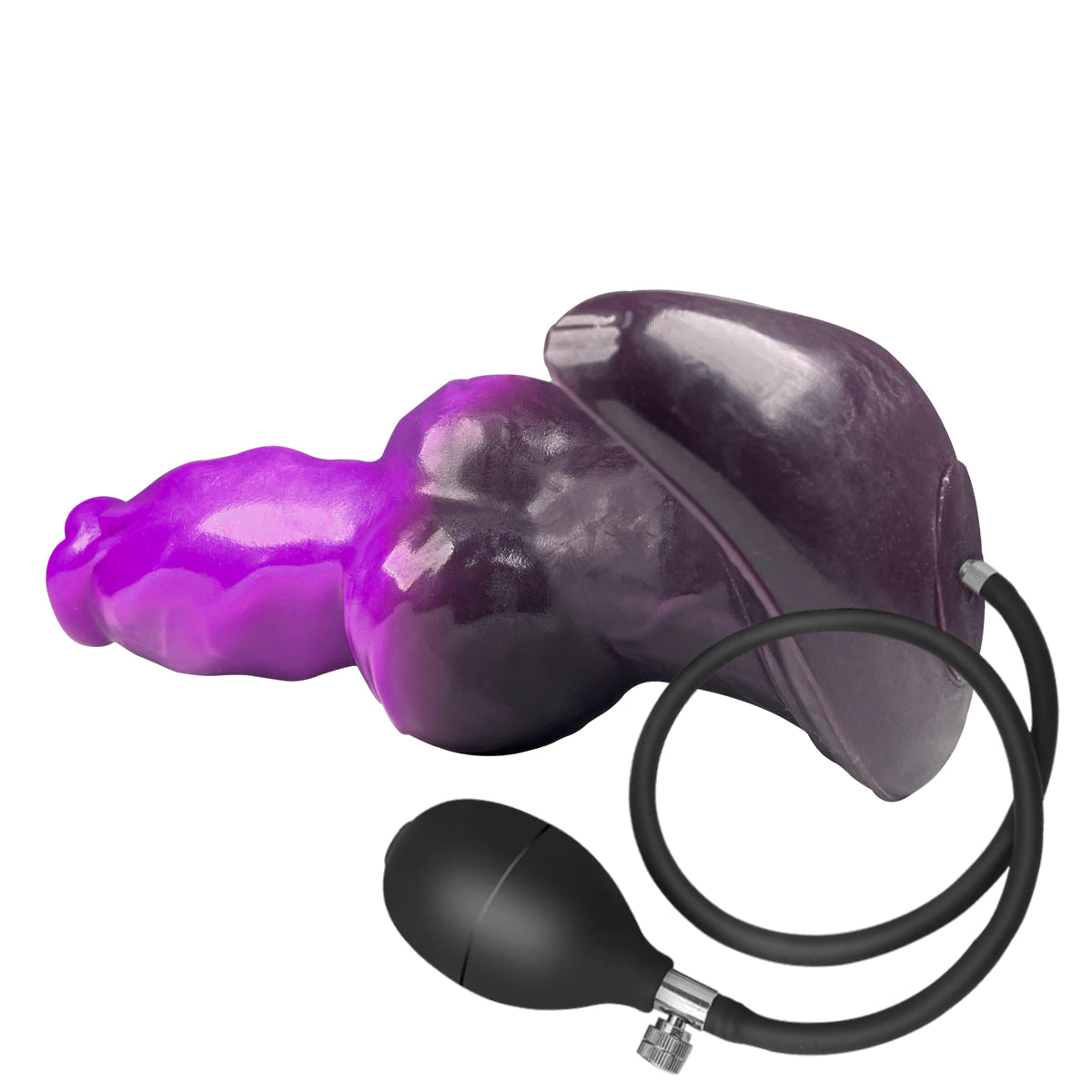 Purple black dog knot inflatable butt plug