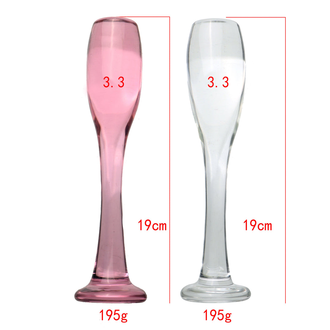 Pink Wine Glass Discreet Glass Butt Plug