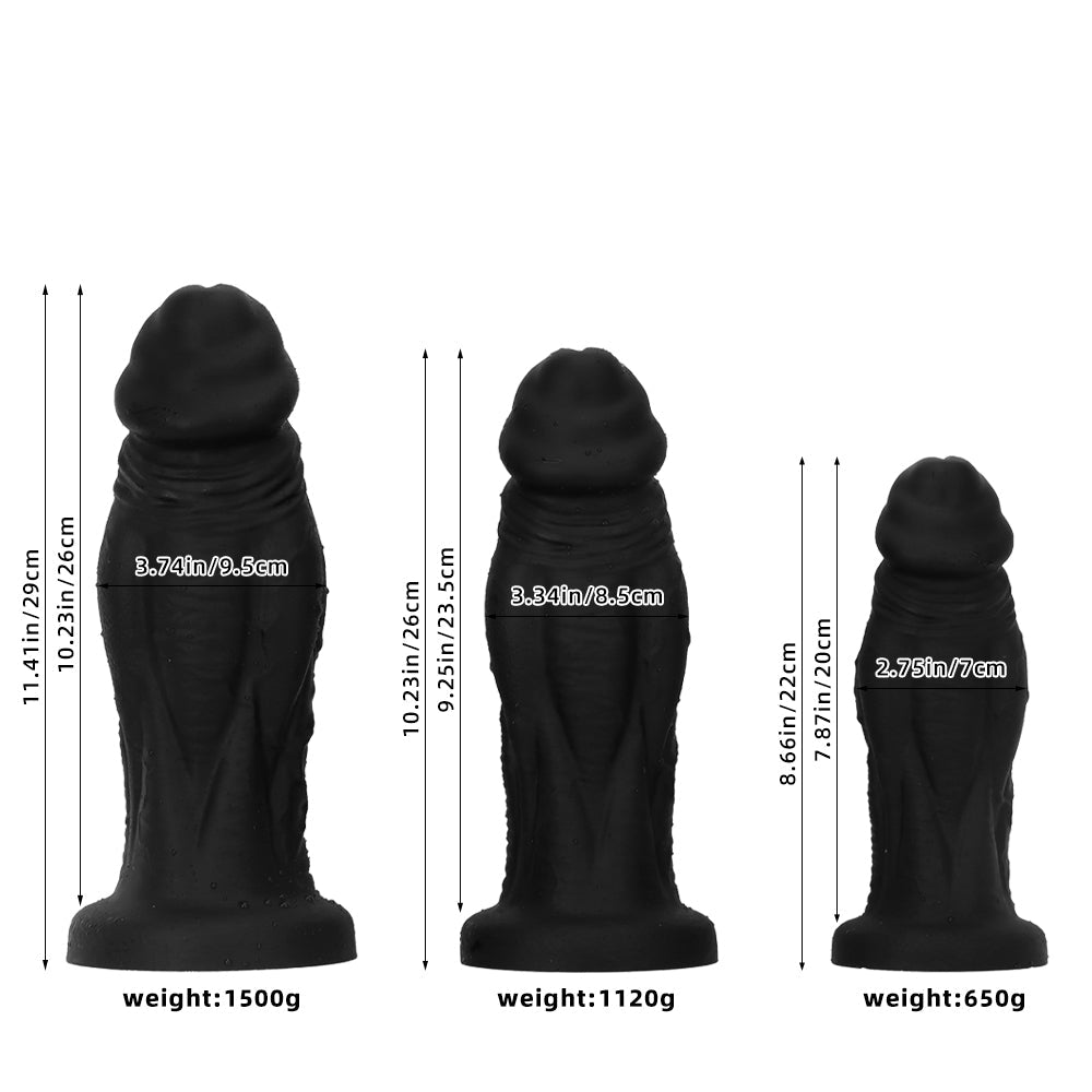 Black realistic extra thick anal plug