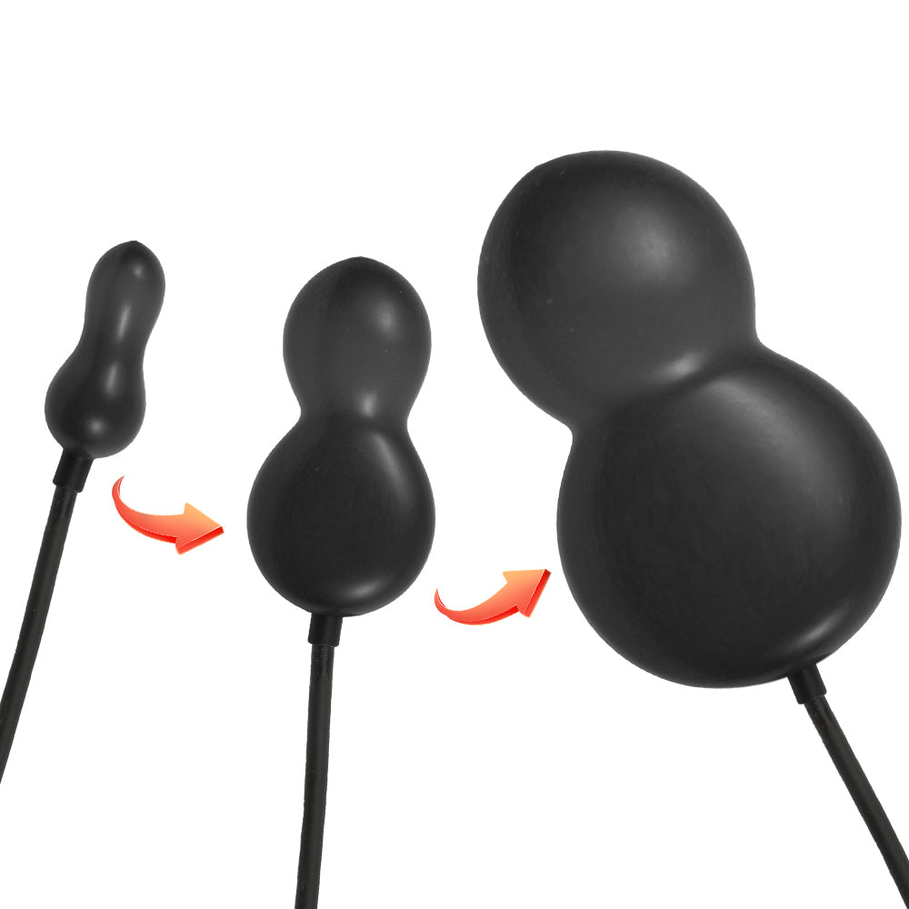 Double head pulling beads inflatable butt plug
