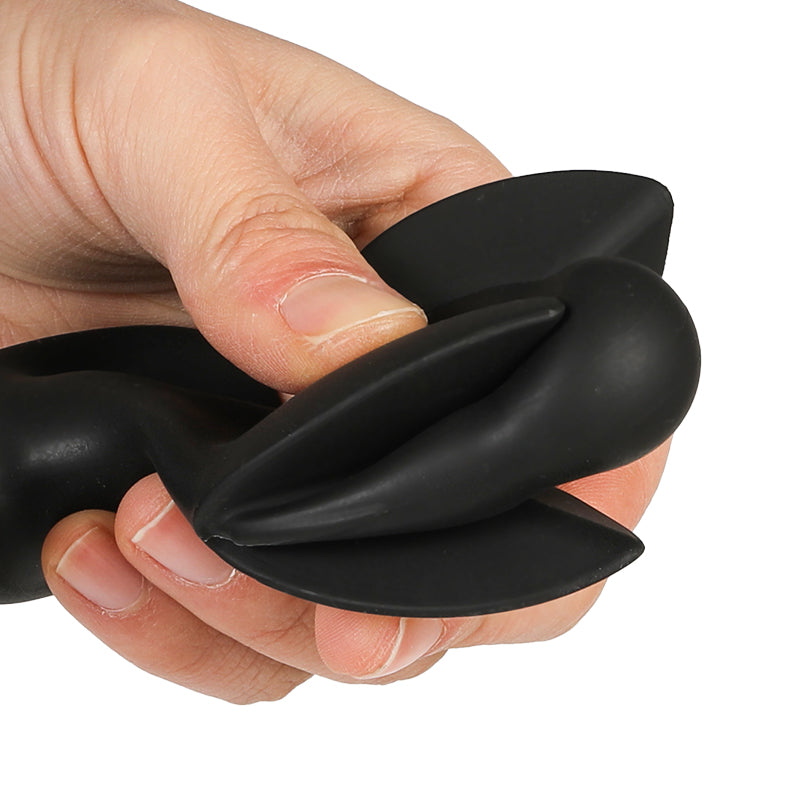 Black petal blossom inflatable butt plug