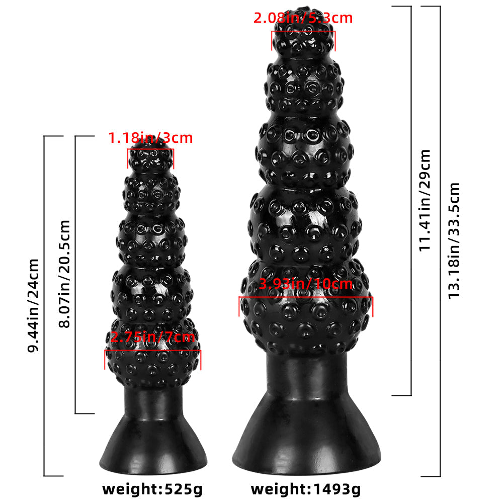 Black Giant Beaded Textured Anal Plug