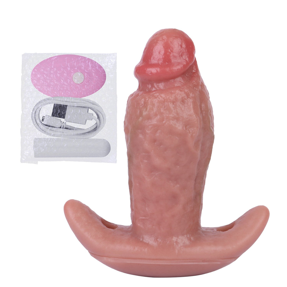 Realistic multifunctional silicone vibrating butt plug