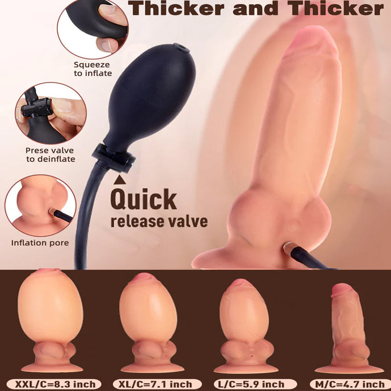 Silicone inflatable vibrating butt plug