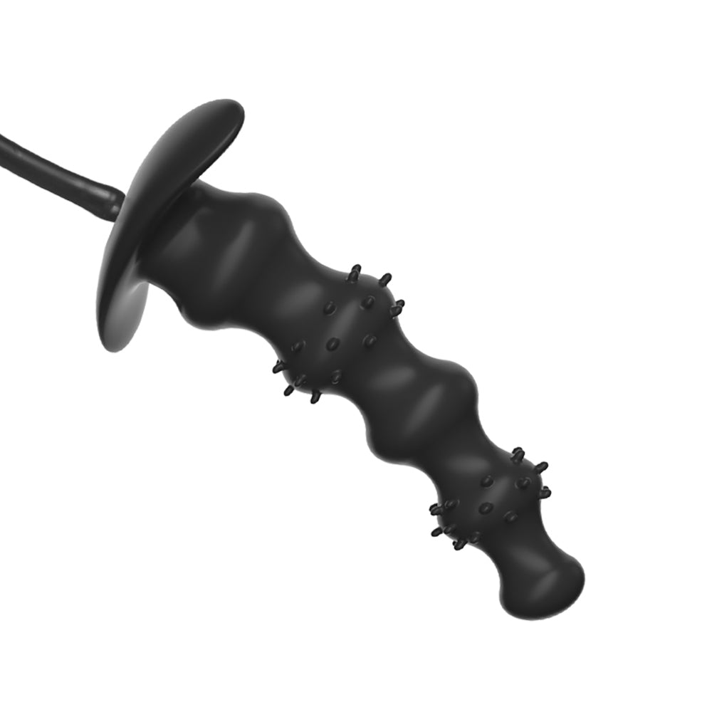 Black spiked bead inflatable butt plug