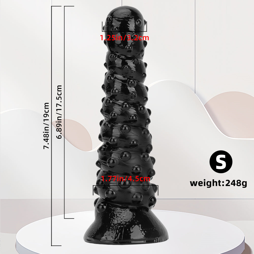 Black Textured Knobbed Large Butt Plug