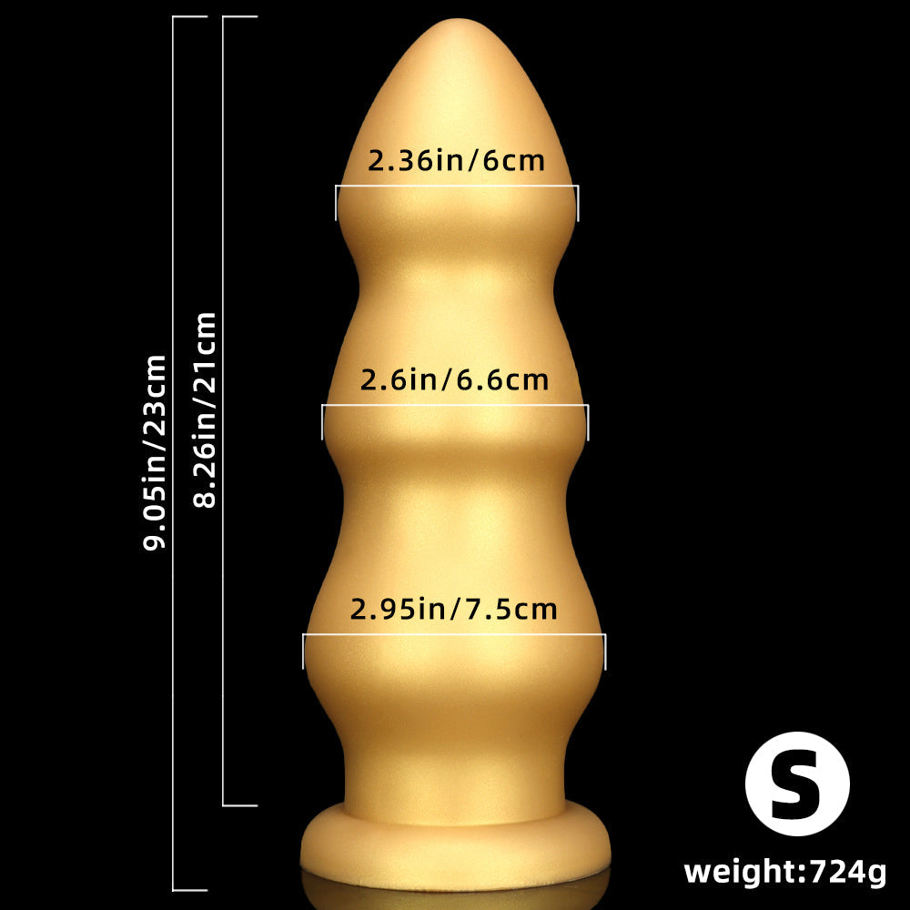 Thick silicone gold 3 inch diameter butt plug