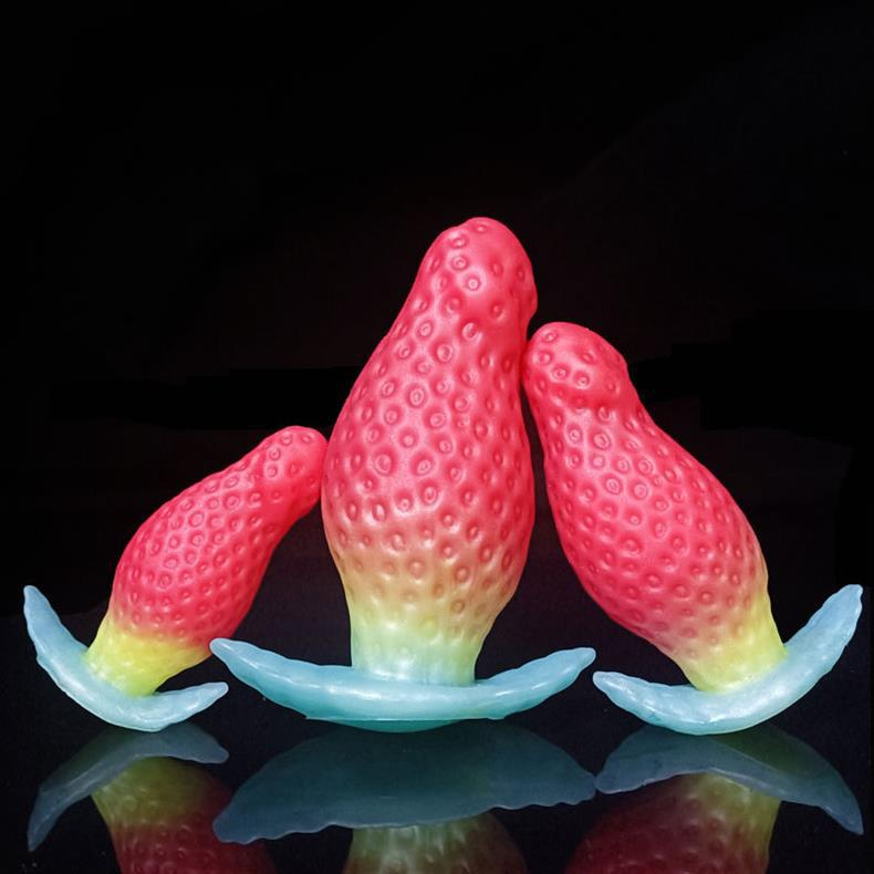 Strawberry butt plug pink silicone boat anchor plug