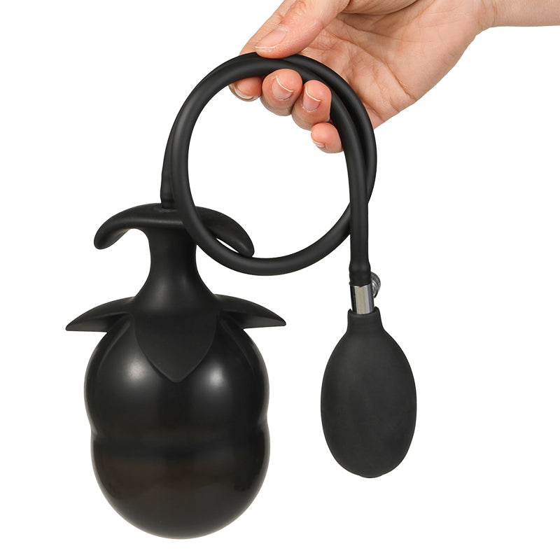 Black petal blossom inflatable butt plug