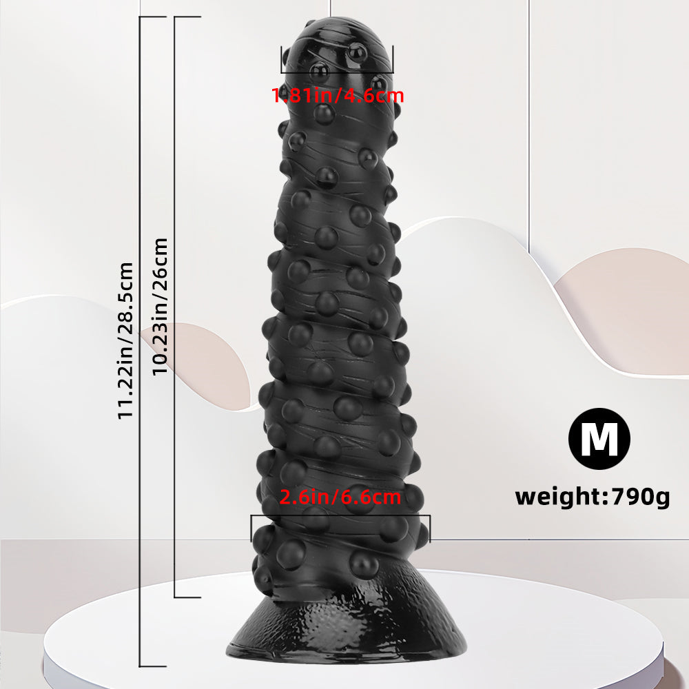 Black Textured Knobbed Large Butt Plug