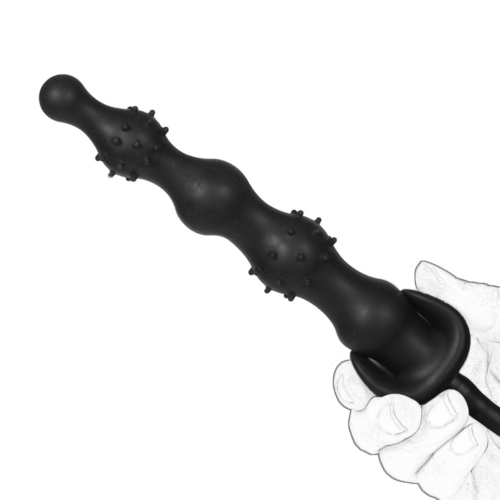 Black spiked bead inflatable butt plug