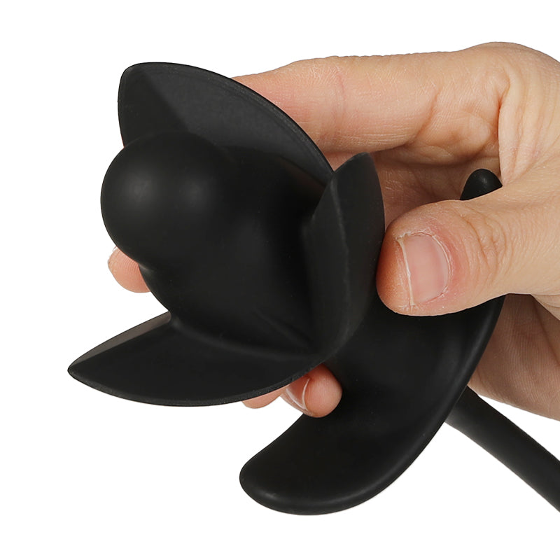 Black petal blossom inflatable butt plug