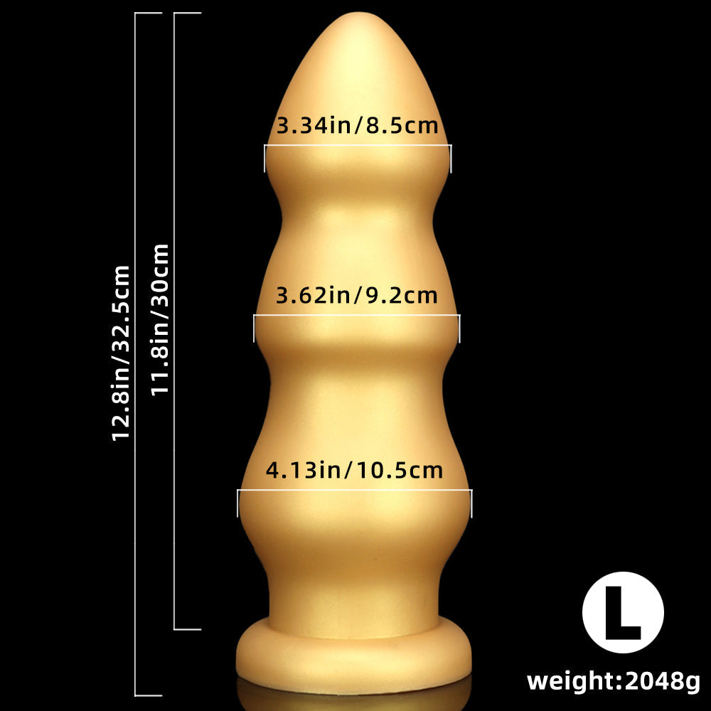 Thick silicone gold 3 inch diameter butt plug