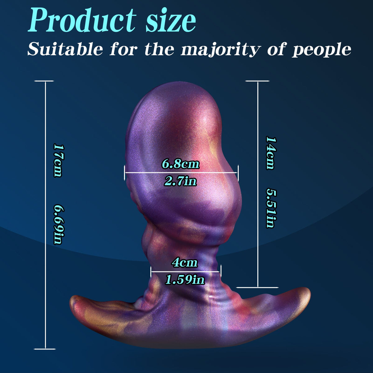 Colorful smooth penis head silicone butt plug