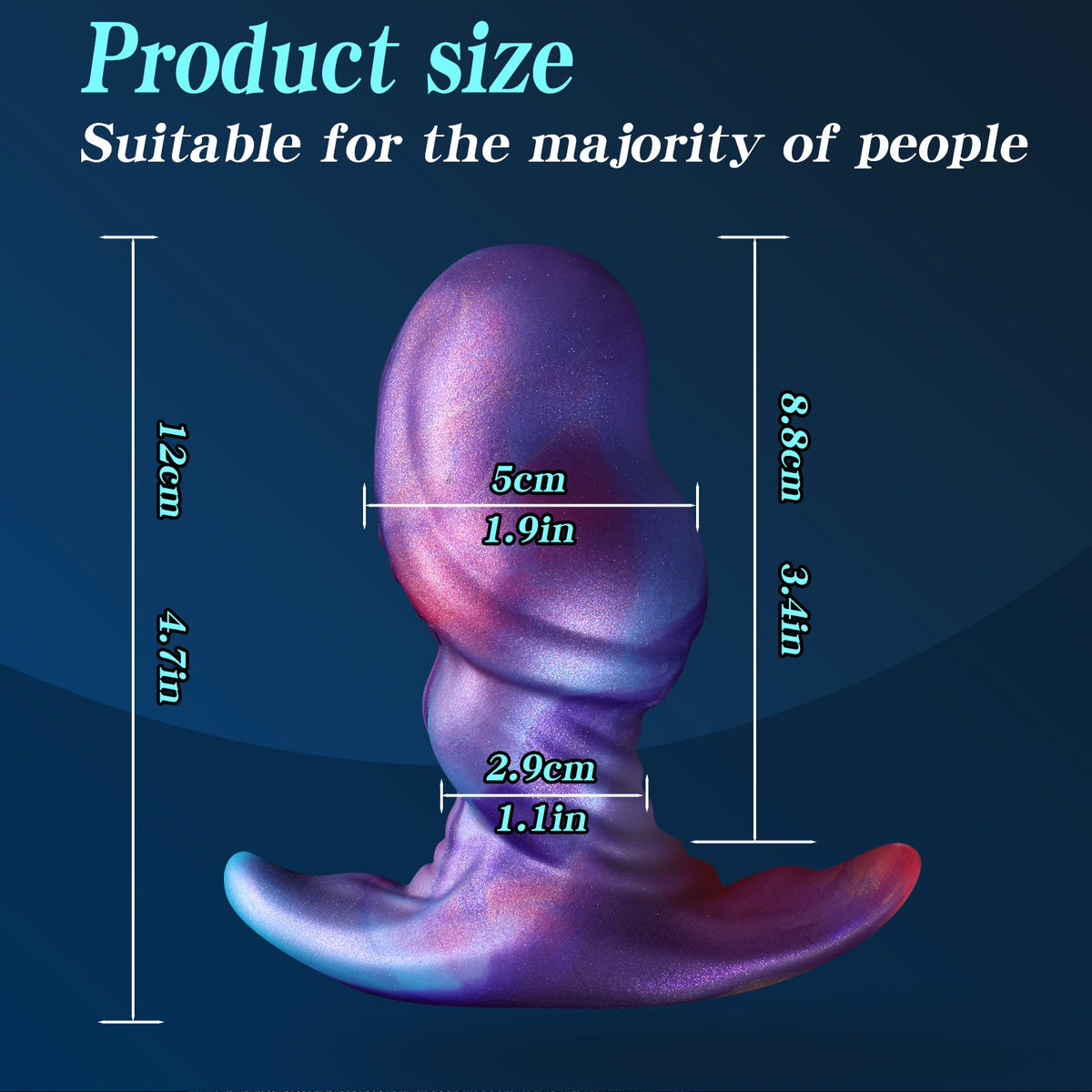 Colorful smooth penis head silicone butt plug