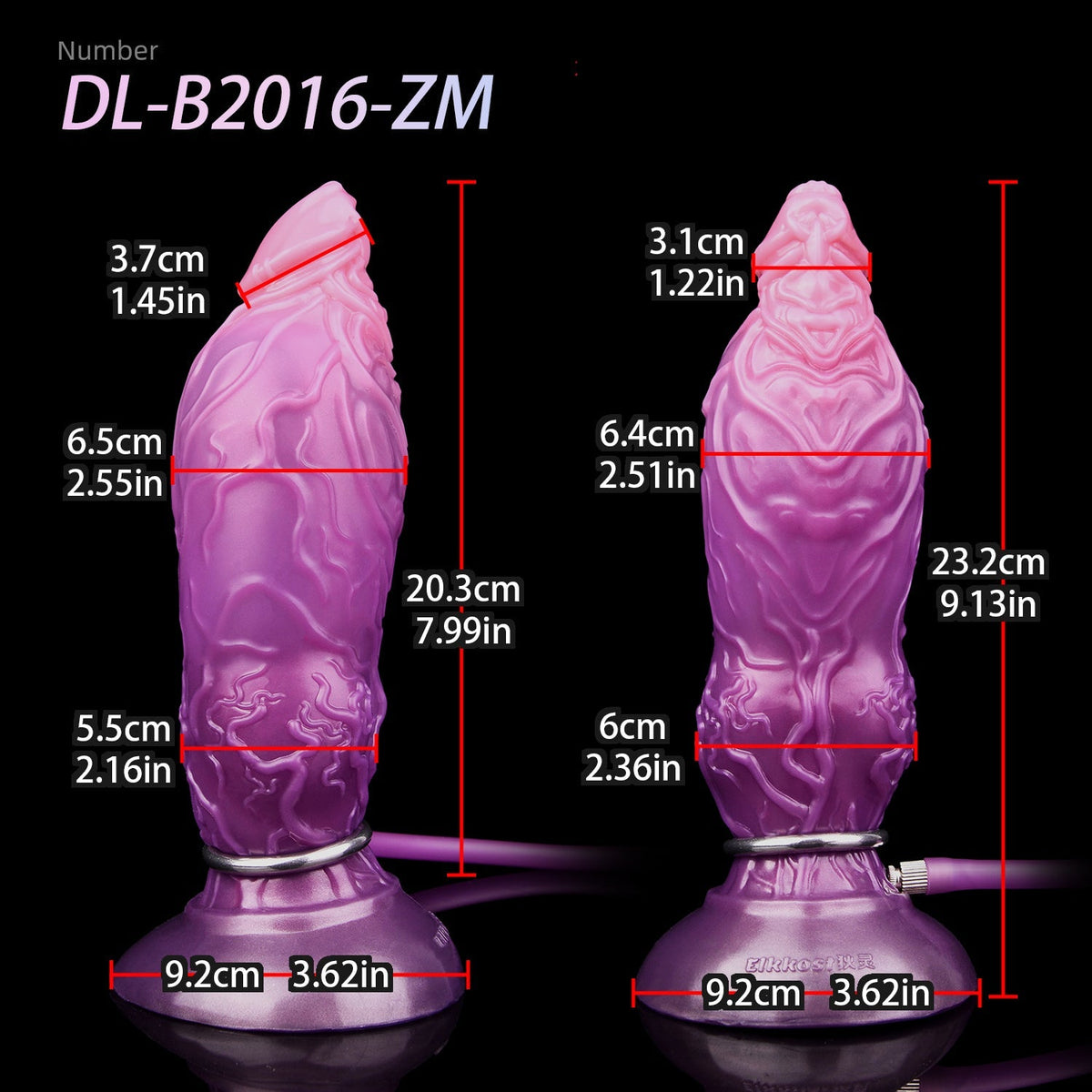 Purple fantasy dog knot inflatable butt plug