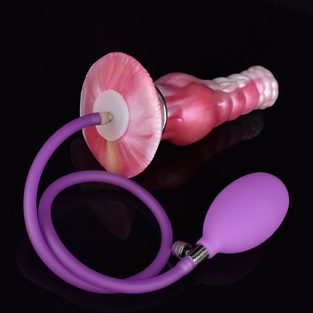 Pink dog cock silicone inflatable butt plug