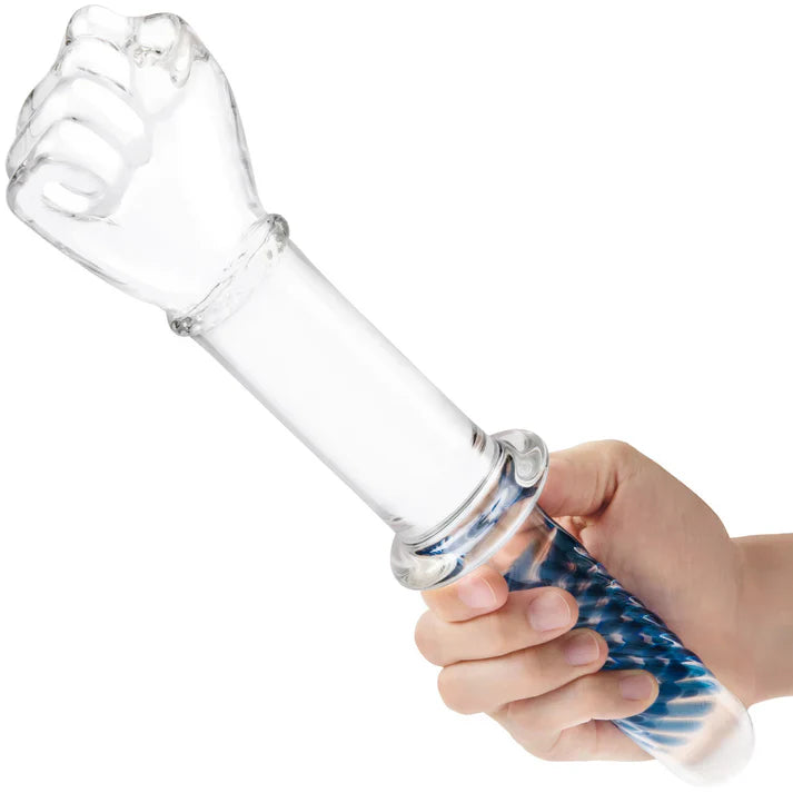 Clean fist with handle large glass butt plug
